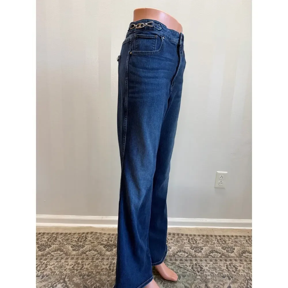 WHBM Women’s Distressed Flare Leg Jeans Sz 14 - Picture 2 of 13